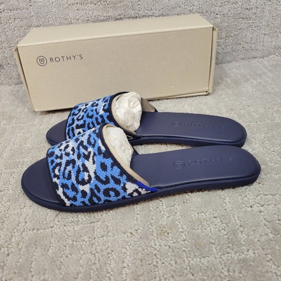 Rothy's The Slide Azure Camo Spot Slip On Sandals Women's Size US 8, 8.5 - Picture 7 of 10